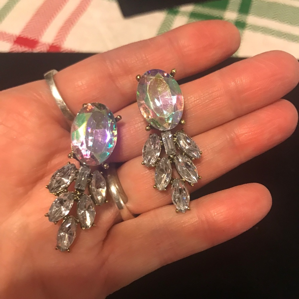 Clear aurora borealis post earrings